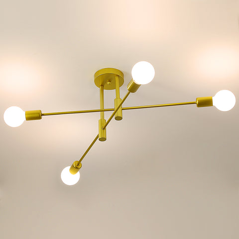 Industrielle Deckenleuchte Retro Deckenleuchte Golden 4-flammig E27 Metall Moderne LED Kronleuchter für Schlafzimmer, Wohnzimmer, Küche, Büro, Café, Restaurant