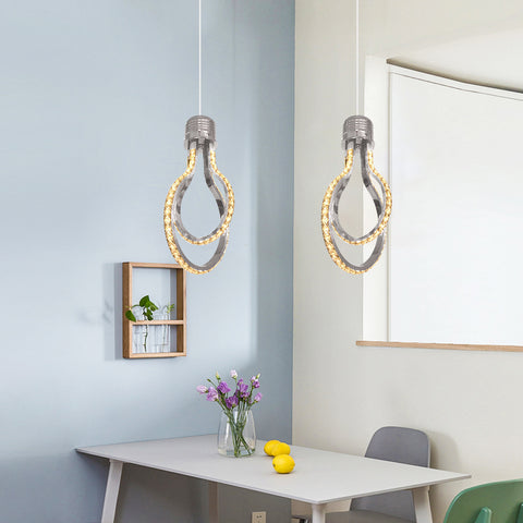 Moderner Kronleuchter, LED-Kristall-Deckenleuchte 21 W, 3000 K, Aluminium-Pendelleuchte für Schlafzimmer, Küche, Esszimmer, Bar, Theke, Korridor, Ausstellungshalle, höhenverstellbar