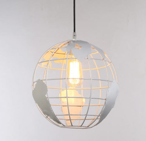 Kugel-Pendelleuchte, Vintage-Industri-Hängelampen im Eisenkugel-Design, Deckenleuchte für Wohnzimmer, Esszimmer, Flur, Restaurant (weiß), ohne Glühbirne