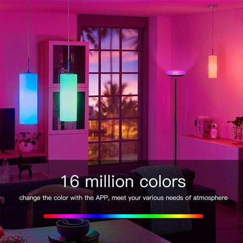 Dimmbare LED-Stehlampe, 24 W/2000 lm, Stehlampe, WiFi, RGB, Ecklampe, Lampe, APP-Fernbedienung, Stehlampen für Wohnzimmer, Schlafzimmer, Büro, kompatibel mit Smart-Home-Geräten