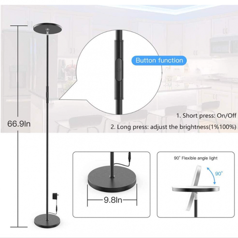 Dimmbare LED-Stehlampe, 24 W/2000 lm, Stehlampe, WiFi, RGB, Ecklampe, Lampe, APP-Fernbedienung, Stehlampen für Wohnzimmer, Schlafzimmer, Büro, kompatibel mit Smart-Home-Geräten