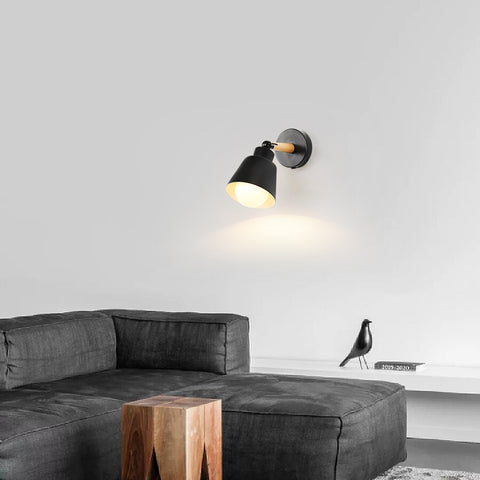 Retro-Wandleuchten für den Innenbereich, industrielle Vintage-E27-Wandlampe, Holz-Metall-Wandstrahler für Schlafzimmer, Balkon, Korridor, Küche, Treppenhaus (Schwarz)