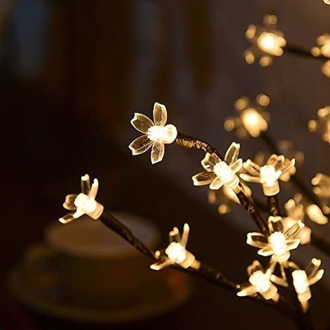 45 cm großer LED-Lichterbaum mit 48 Kirschblüten, LED-Lichter, für Weihnachten, Innenbereich, Dekoration, Schreibtisch, Nachttisch, warmweiß