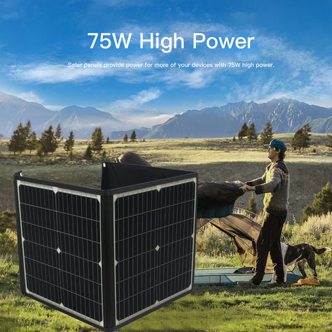 Faltbares tragbares Solarpanel, schnelles Aufladen, Solar-Ladegerät, Powerbank für Handy, Wohnmobil, Outdoor-Uhren, DC + USB, 20 V, 75 W