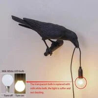 Raben-Wandleuchte, einzigartige gotische Rabenvögel-Wandleuchte für Schlafzimmer, Nachttisch, Wohnzimmer, Bauernhaus-Dekor (linke schwarze Wandlampe)