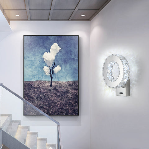 LED-Wandleuchte für den Innenbereich, Kristall-Wandleuchte, 9 W, kaltweißes Licht 6000 K, modernes Design, Dekoration, Wandleuchte für Wohnzimmer, Schlafzimmer, Flur, Badezimmer, 24 x 20 x 10 cm