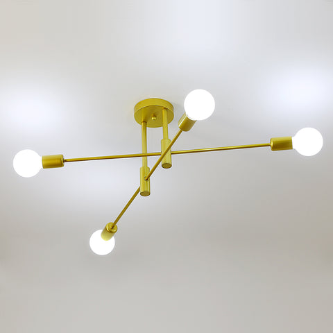 Industrielle Deckenleuchte Retro Deckenleuchte Golden 4-flammig E27 Metall Moderne LED Kronleuchter für Schlafzimmer, Wohnzimmer, Küche, Büro, Café, Restaurant