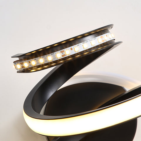LED-Wandleuchte, 21 W, schwarze Spirale, einfache moderne Kreativität, Aluminium-Metall-Wandleuchte, 3000 K, Innenwandleuchte, geeignet für Schlafzimmer, Flur, Wohnzimmer, Bar 