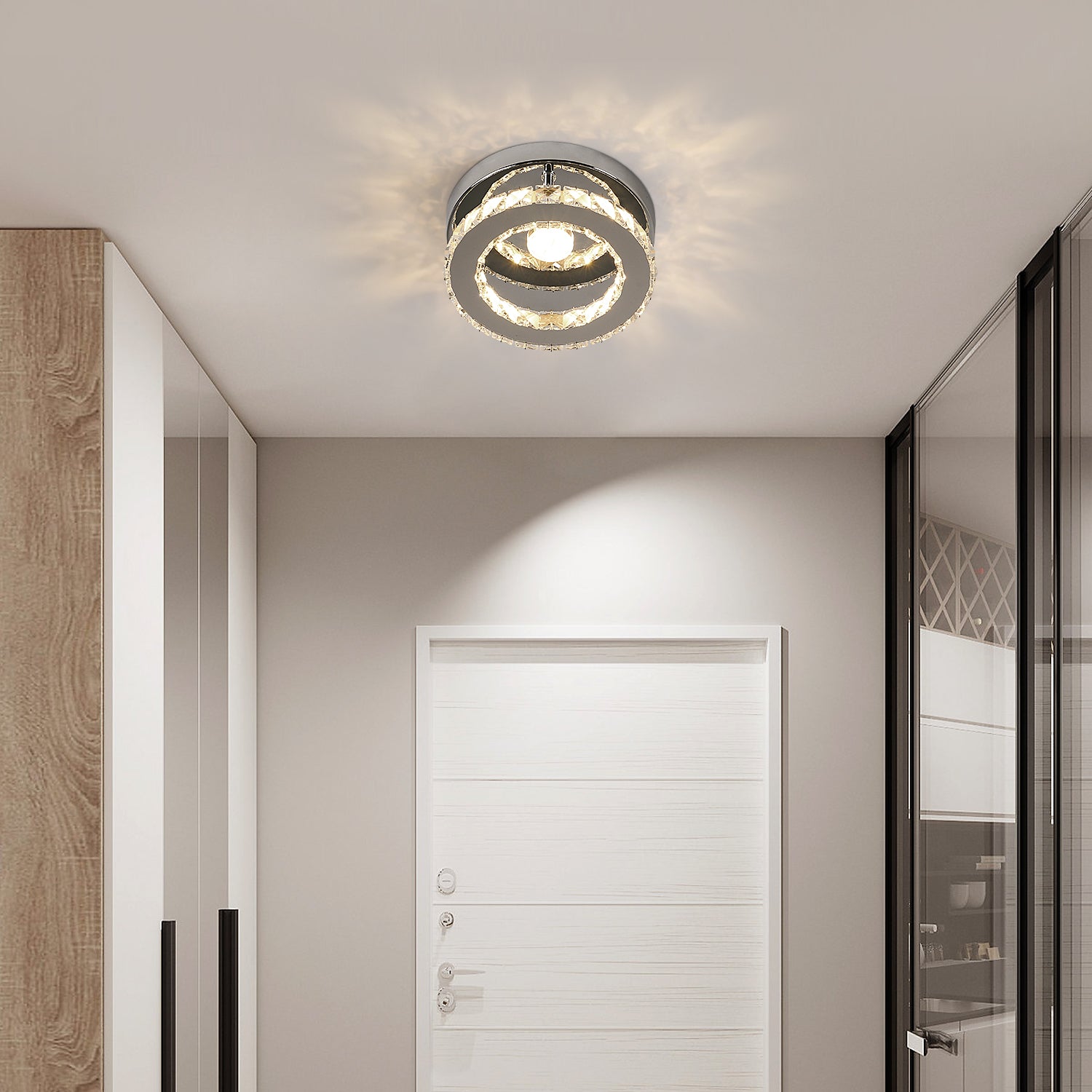 Plafonnier LED, Lustre en Cristal 16W