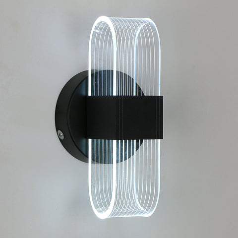 LED-Wandleuchte, dimmbare moderne LED-Wandleuchte, schwarze ovale 10 W Acryl-Innenwandleuchte für Schlafzimmer, Nachttisch, Flur, Wohnzimmer, Flur, 3000–6500 K