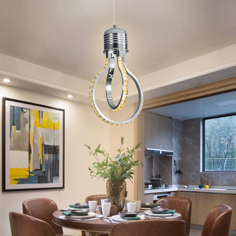 Moderner Kronleuchter, LED-Kristall-Deckenleuchte 21 W, 3000 K, Aluminium-Pendelleuchte für Schlafzimmer, Küche, Esszimmer, Bar, Theke, Korridor, Ausstellungshalle, höhenverstellbar