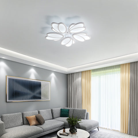 LED-Deckenleuchte, moderne Blütenblatt-LED-Deckenleuchte, weiße Pendelleuchte 60 W, 5600 lm, 6000 K weißes Licht, LED-Deckenleuchte für Wohnzimmer, Küche, Schlafzimmer, Esszimmer, Ø63 cm 