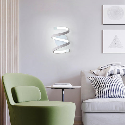 Spiralförmige LED-Wandleuchte, moderne 18 W Kaltweiß 6500 K Wandlampe für Schlafzimmer, Büro, Flur