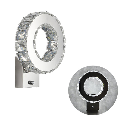 LED-Wandleuchte für den Innenbereich, Kristall-Wandleuchte, 9 W, kaltweißes Licht 6000 K, modernes Design, Dekoration, Wandleuchte für Wohnzimmer, Schlafzimmer, Flur, Badezimmer, 24 x 20 x 10 cm