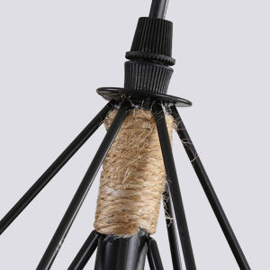 Hanfseil-Käfig-Deckenlampe, industrieller hängender Kronleuchter 25cm Diamant-Form-Hanf-Seil