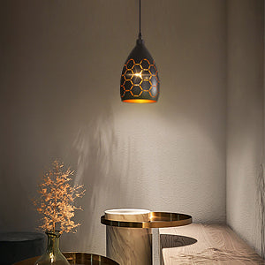 Vintage Pendelleuchte, E27, Schwarz und Gold, Ausschnitt, 120 cm, Metall-Kronleuchter, Kronleuchter im Industriedesign, Hängeleuchte für Wohnzimmer, Schlafzimmer, Café, Bar, Restaurant