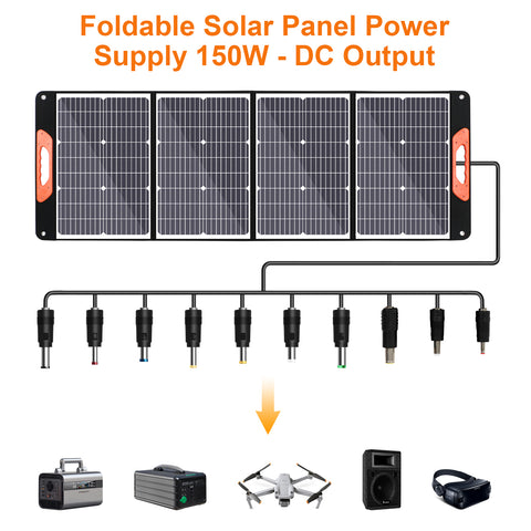 150 W 20 V leichte Solar-Falttasche, monokristallines Silizium, schwarz, für Camping, Anhänger, Auto, Ozean