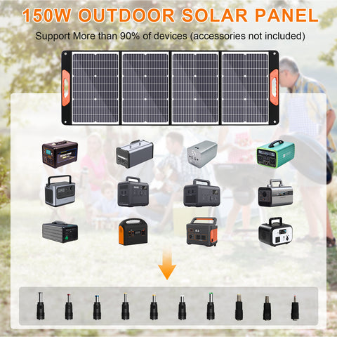 150 W 20 V leichte Solar-Falttasche, monokristallines Silizium, schwarz, für Camping, Anhänger, Auto, Ozean