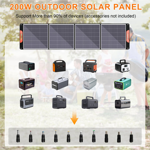 200 W monokristallines tragbares faltbares Solarpanel-Set mit 1 USB-Anschluss für den Außenbereich