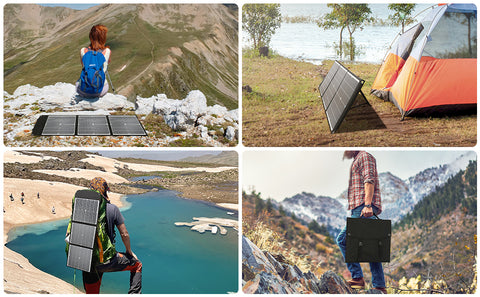 75 W effizientes faltbares MonocBN-Solarpanel, Outdoor-Reiseladegerät, faltbare Tasche mit 3 DC/USB/TYP-C-Solarmodulen