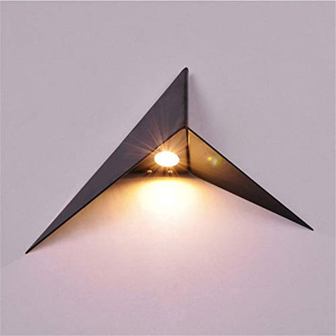 Moderne LED-Wandleuchte, 3 W, dreieckige Wandleuchte, Kaltweiß 6000 K, für Schlafzimmer, Restaurant, Flur, Café, Bar, Schwarz
