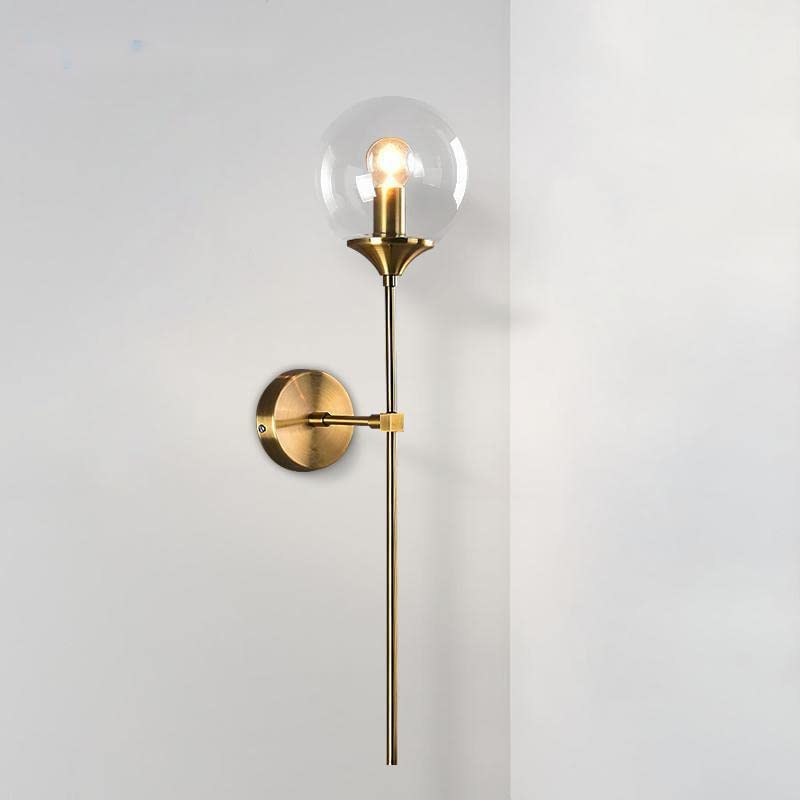 Nordic Moderne Glas Wandleuchte E14 Gold LED Hintergrund Wandleuchte für Küche Badezimmer Innenleuchte Wohnkultur (Transparent)