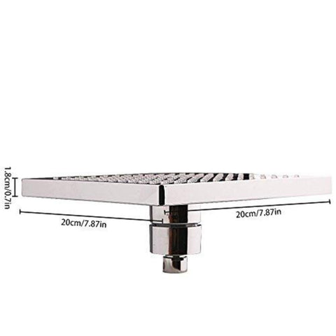 LED-Duschkopf, quadratische 8-Zoll-Temperaturregelung, 3-Farbwechsel-ABS-Chrom-Finish, 12-teiliger LED-Duschkopf für Badezimmer