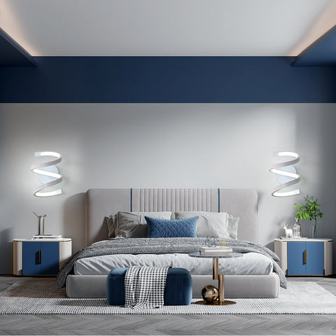 Spiralförmige LED-Wandleuchte, moderne 18 W Kaltweiß 6500 K Wandlampe für Schlafzimmer, Büro, Flur