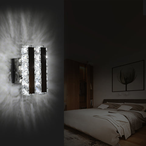 Moderne 16W K9 LED-Wandleuchte aus Glas für Wohnzimmer, Badezimmer, Schlafzimmer, 5500K kühles Licht