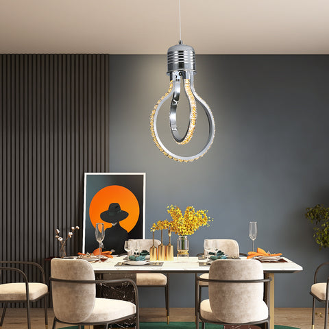 Moderner Kronleuchter, LED-Kristall-Deckenleuchte 21 W, 3000 K, Aluminium-Pendelleuchte für Schlafzimmer, Küche, Esszimmer, Bar, Theke, Korridor, Ausstellungshalle, höhenverstellbar