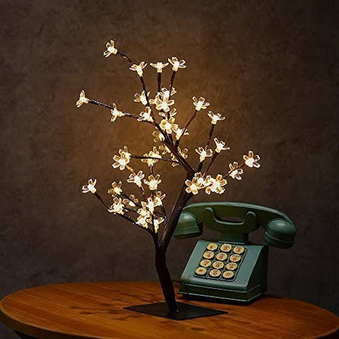 45 cm großer LED-Lichterbaum mit 48 Kirschblüten, LED-Lichter, für Weihnachten, Innenbereich, Dekoration, Schreibtisch, Nachttisch, warmweiß