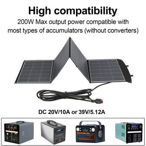200-W-Solarpanel – monokristalline Leistung, DC 20 V/10 A oder 39 V/5,12 A Ausgang, 3-lagig