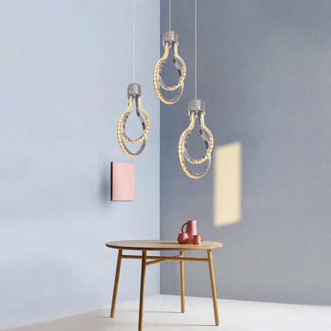 Moderner Kronleuchter, LED-Kristall-Deckenleuchte 21 W, 3000 K, Aluminium-Pendelleuchte für Schlafzimmer, Küche, Esszimmer, Bar, Theke, Korridor, Ausstellungshalle, höhenverstellbar