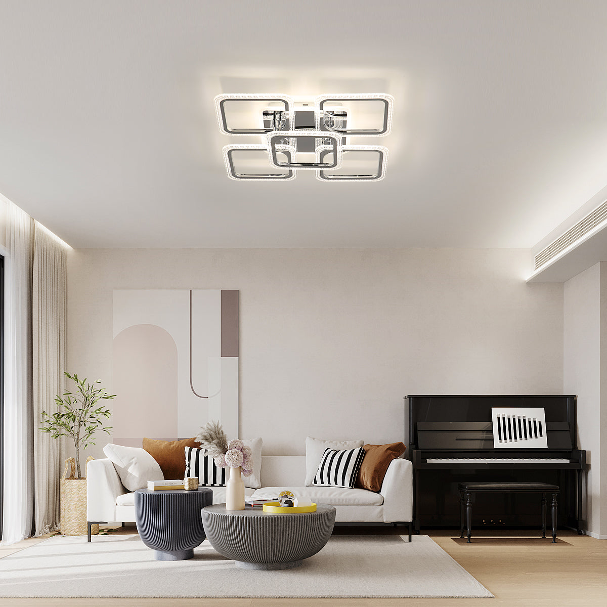 Plafonnier LED Moderne, Éclairage de Plafond Dimmable 2700K-6500K 