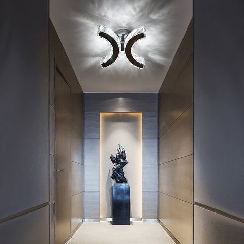 Kristall-Wandleuchte, LED-Wandleuchte für den Innenbereich, 12 W, kühles weißes Licht, 6000 K, Doppel-C-Design, moderne Dekorations-Wandleuchte für Wohnzimmer, Schlafzimmer, Flur, Badezimmer