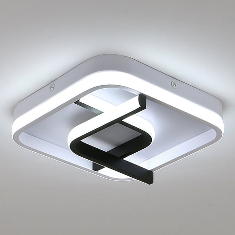 Moderne quadratische Deckenleuchte, 24 cm Schwarz-Weiß-Geometrie-LED-Deckenleuchte, 23 W 6000 K kaltweißes Licht, Acryl-LED-Deckenleuchte, für Schlafzimmer, Wohnzimmer, Korridor, Balkon