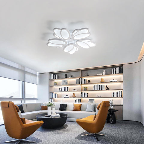 LED-Deckenleuchte, moderne Blütenblatt-LED-Deckenleuchte, weiße Pendelleuchte 60 W, 5600 lm, 6000 K weißes Licht, LED-Deckenleuchte für Wohnzimmer, Küche, Schlafzimmer, Esszimmer, Ø63 cm 