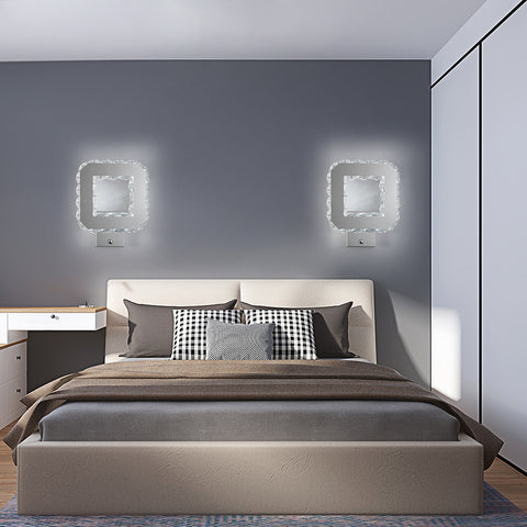 Innen-Kristallwandleuchte 12W 1080lm Moderne LED-Kristallwandleuchte Dekoration Wandleuchte für Schlafzimmer Esszimmer Foyer Kaltweiß 6000K