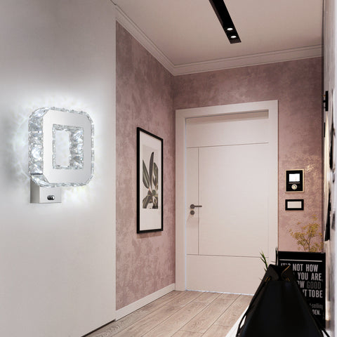 Innen-Kristallwandleuchte 12W 1080lm Moderne LED-Kristallwandleuchte Dekoration Wandleuchte für Schlafzimmer Esszimmer Foyer Kaltweiß 6000K