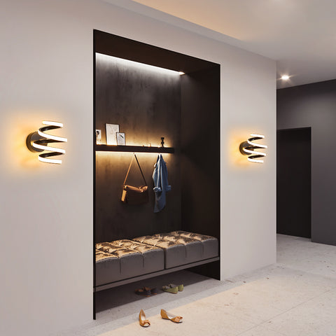 LED-Wandleuchte, 21 W, schwarze Spirale, einfache moderne Kreativität, Aluminium-Metall-Wandleuchte, 3000 K, Innenwandleuchte, geeignet für Schlafzimmer, Flur, Wohnzimmer, Bar 