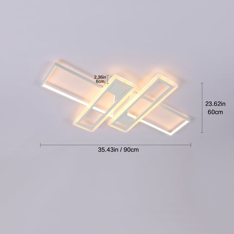 Dimmerbare LED-Deckenleuchte mit Fernbedienung, moderne, quadratische Deckenleuchte mit 3 Schichten, 50 W Acryl-Montage und Incasso-Plafoniere für die Pranzo Soggiorno Cucina Ufficio