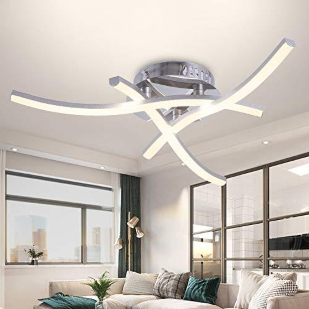 LED-Deckenleuchte in modernem Design, wellenförmige Deckenleuchte, 3000 K warmweiß, integrierte LEDs 18 W, 1.600 lm, moderner Kronleuchter für Wohnzimmer, Schlafzimmer, Esszimmer
