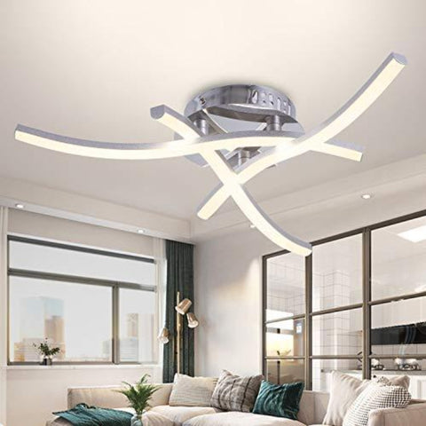LED-Deckenleuchte in modernem Design, wellenförmige Deckenleuchte, 3000 K warmweiß, integrierte LEDs 18 W, 1.600 lm, moderner Kronleuchter für Wohnzimmer, Schlafzimmer, Esszimmer