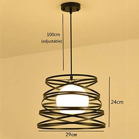 Retro Industrial Hängeleuchter, Vintage Industrial Spiral Design Deckenleuchte Ø30cm, E27 Metall Deckenleuchte Verstellbare Seildekoration, Schwarz (Ohne Leuchtmittel)
