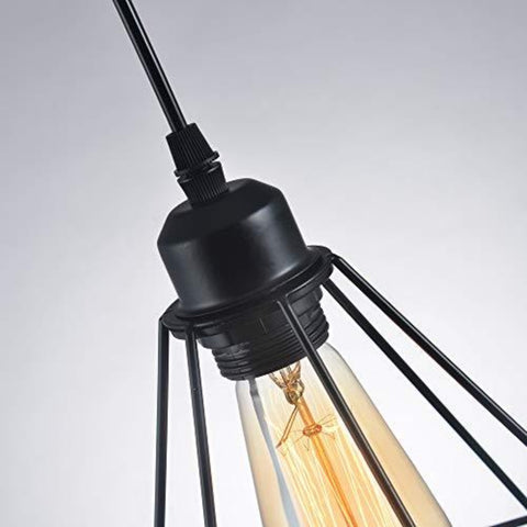 Industrielle Pendelleuchte E27 Schwarz Industrielle Deckenlampe Maximal 60W Kreatives Eisenkäfig-Design Schwarzer Kronleuchter Geeignet für Restaurants, Balkone, Bars, Korridore, Cafés (ohne Glühbirne)