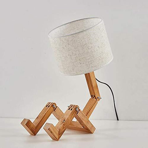 Kreative Massivholz LED Tischlampe Roboter Nachttischlampen für Schlafzimmer Arbeitszimmer Schlafzimmer im europäischen Stil