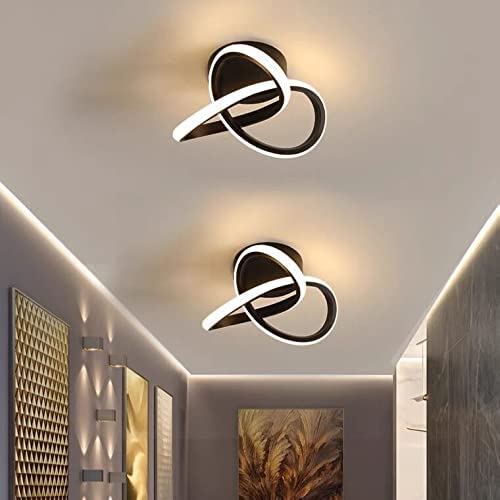 Plafonnier LED Moderne 22W 2500LM, Lustre Noire pour Chambre Salon Couloir