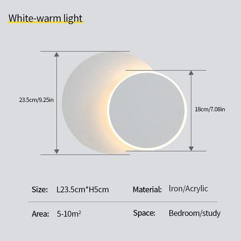 Innenwandleuchte 12W Weiß, Moderne LED Wandleuchte, Creative Eclipse 2 in 1, 360° Drehbar 3000K Warmweiß, Beleuchtung Licht für Wohnzimmer Flur Treppe Schlafzimmer 