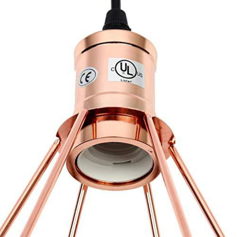 Goeco Geometrische Pendelleuchte Vintage Pyramid Drahtschirm Deckenpendelleuchte (Roségold)