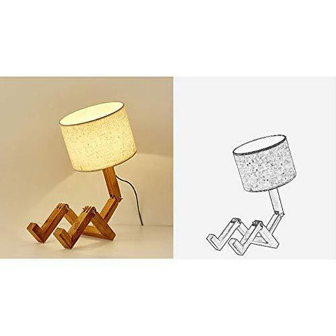 Kreative Massivholz LED Tischlampe Roboter Nachttischlampen für Schlafzimmer Arbeitszimmer Schlafzimmer im europäischen Stil